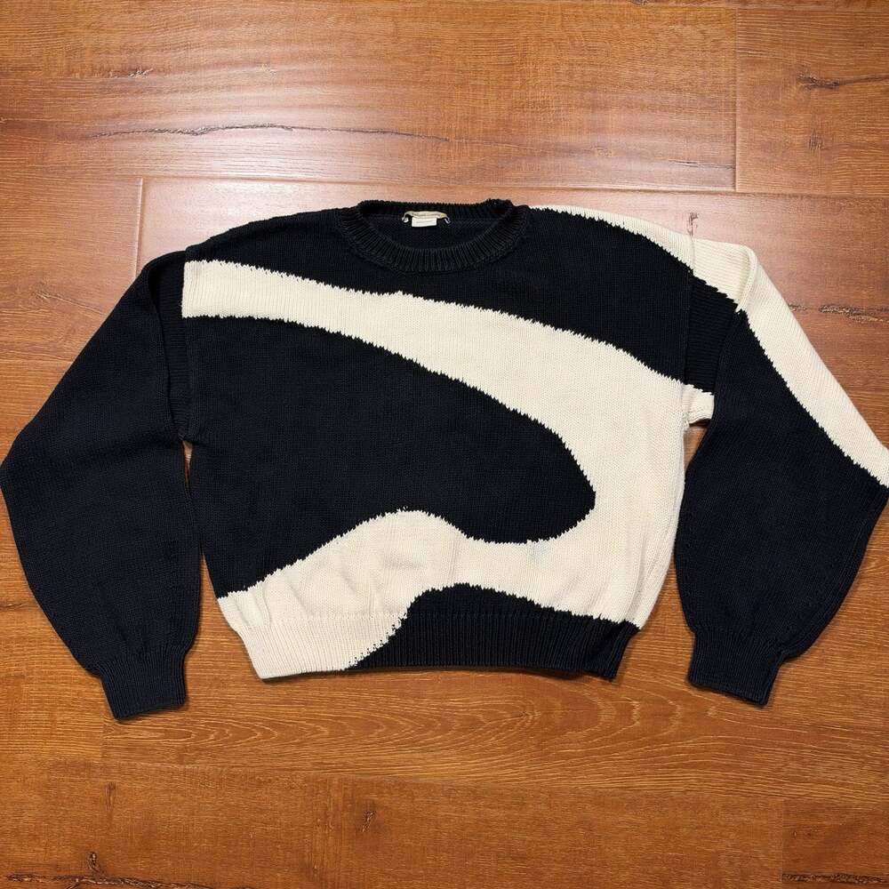 Paloma Wool Cropped Boxy Sweatshirt Womens M Black Crew Neck Contemporary Art